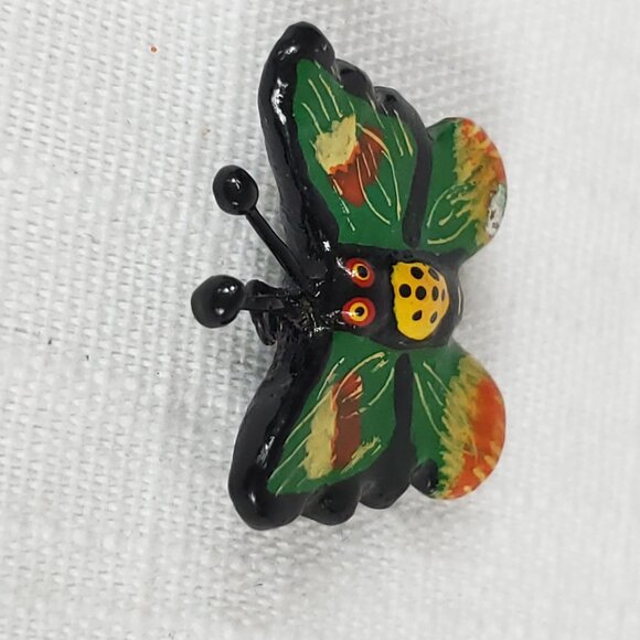 Really Beautiful Set of 2 Vintage Hand Painted Butterfly Pendants - Picture 8 of 12